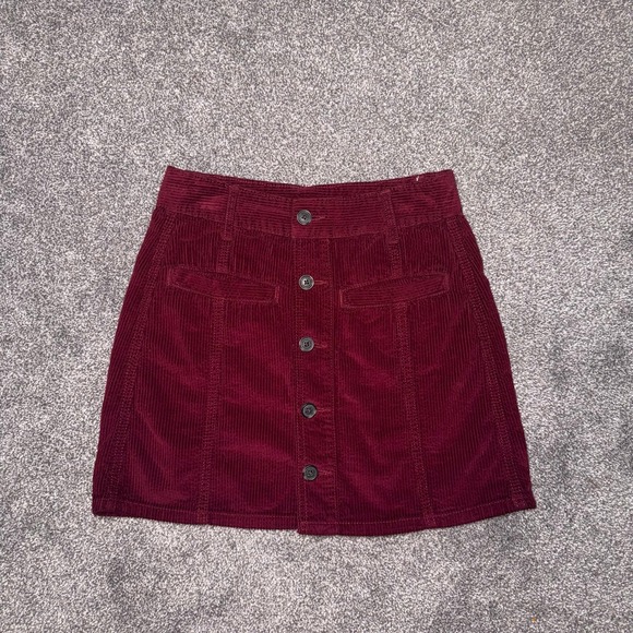 American Eagle By Payless Dresses & Skirts - American Eagle Burgundy Red High-Rise A-Line Silhouette Corduroy Skirt Size 0